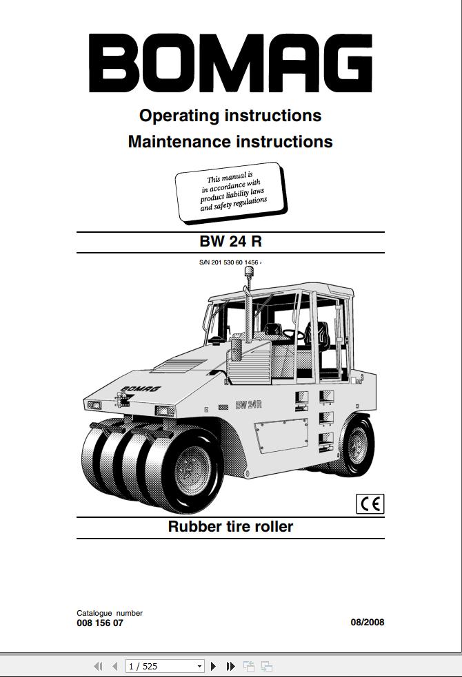 Bomag Machinery BW24R Electrical Schematic Operating Instructions EN DE