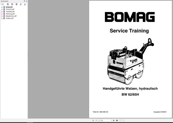 Bomag Machinery BW62 65H Service Training DE