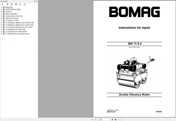 Bomag Machinery BW75S 2 Instructions For Repair