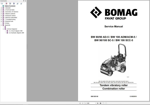 Bomag Machinery BW80AD 5 Operating And Maintenance Instructions Service Manual