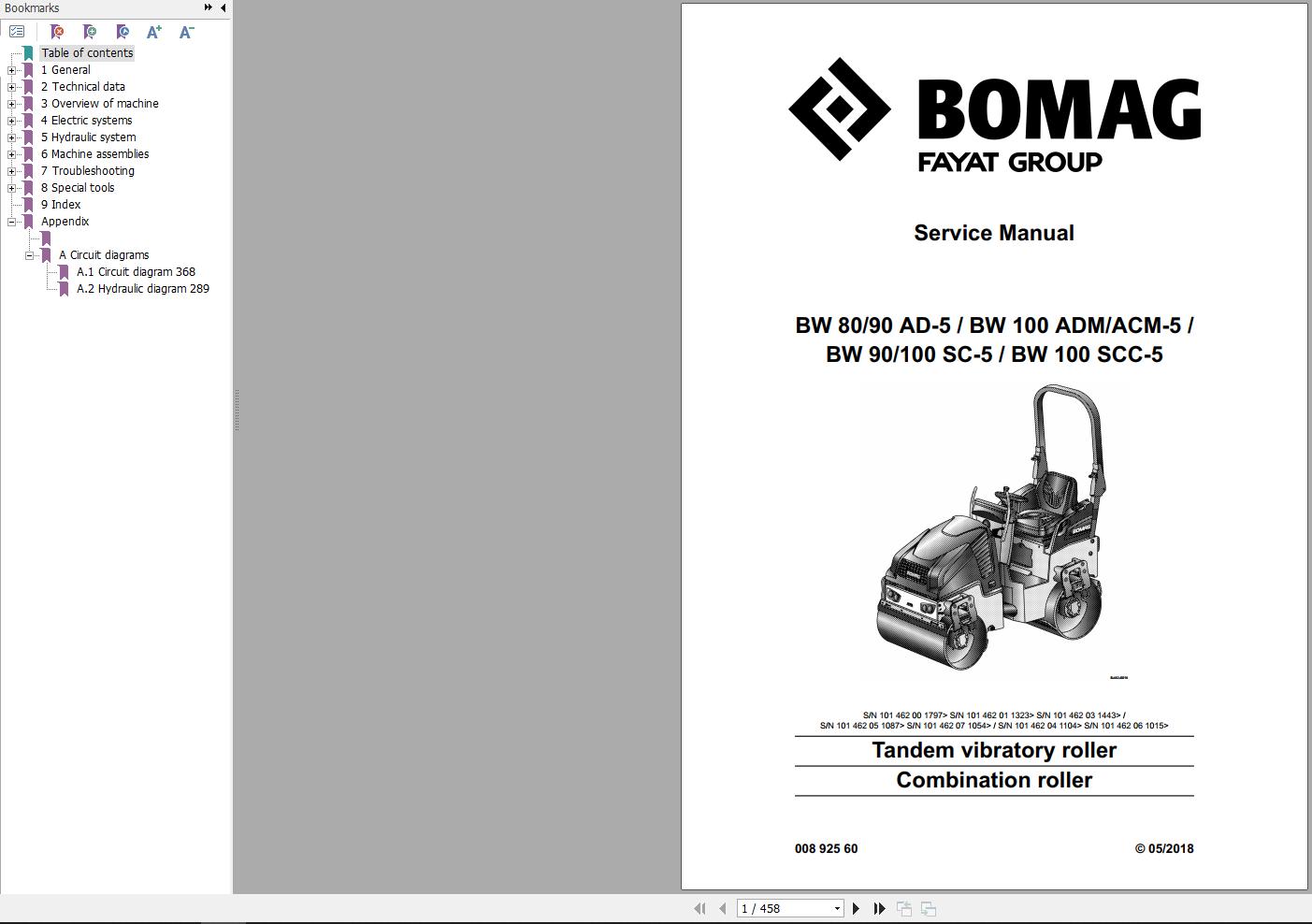 Bomag Machinery BW80AD 5 Operating And Maintenance Instructions Service Manual