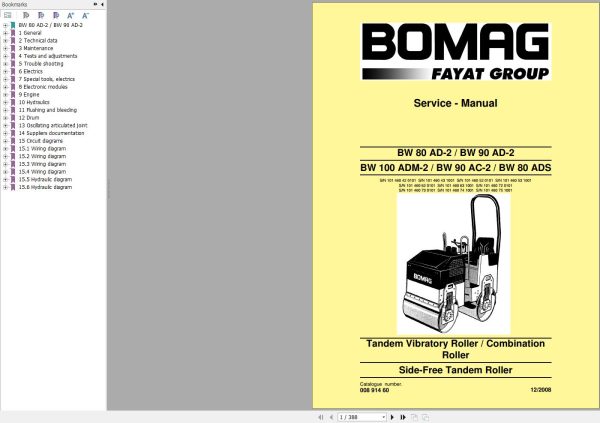 Bomag Machinery BW80ADS Service Manual
