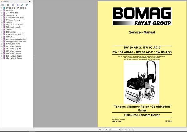 Bomag Machinery BW90AC 2 Service Manual Service Training