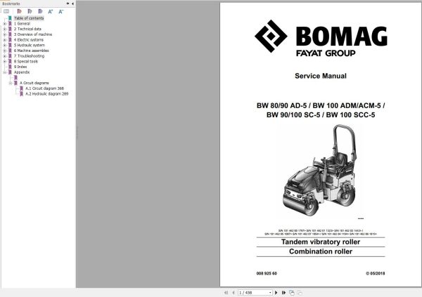 Bomag Machinery BW90AD 5 Operating And Maintenance Instructions Service Manual