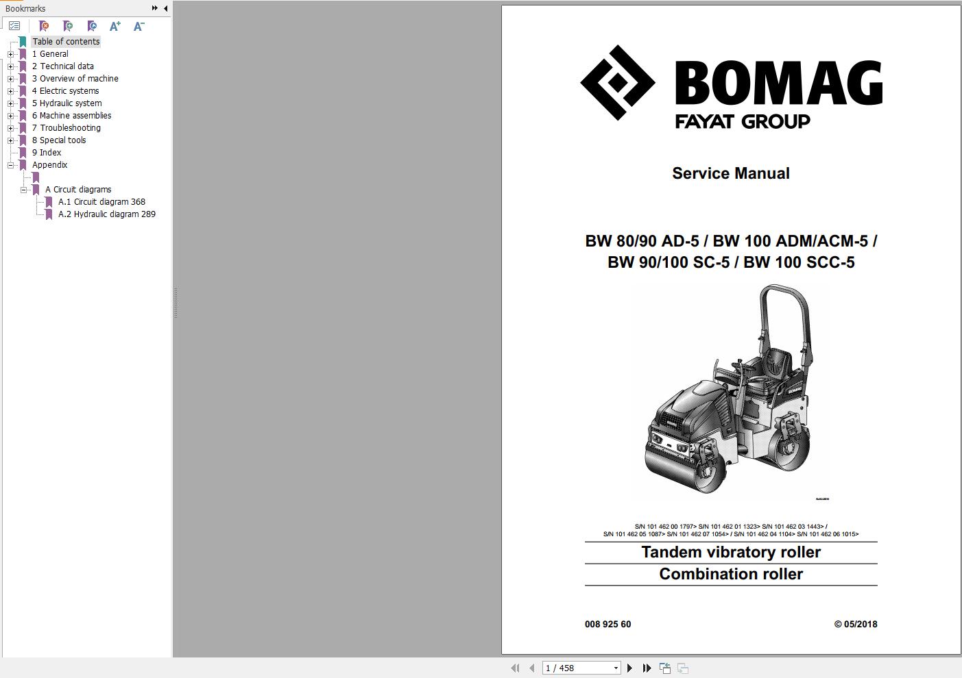 Bomag Machinery BW90AD 5 Operating And Maintenance Instructions Service Manual