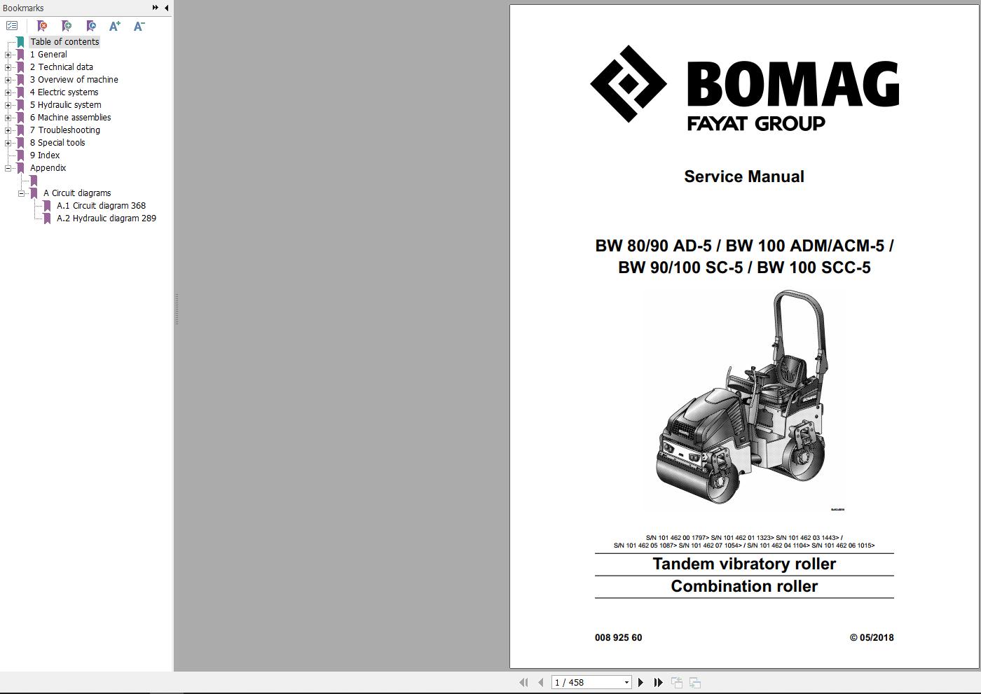 Bomag Machinery BW90SC 5 Service Manual Operating And Maintenance Instructions
