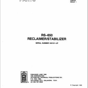 Bomag Machinery RS 650 Parts Catalog Owners Manual
