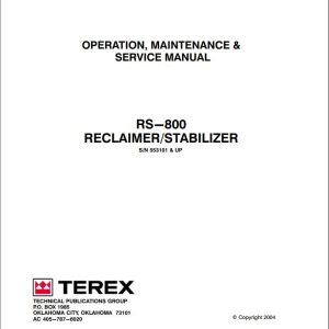 Bomag Machinery RS 800 Operation And Maintenance Service Manual