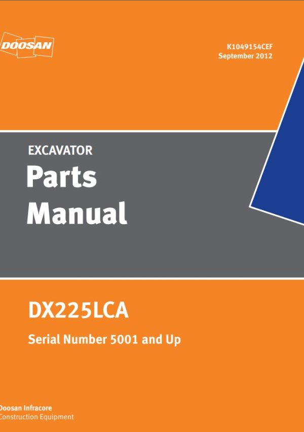 Doosan Excavator DX225LCA Parts Manual K1049154CEF
