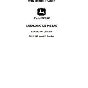 John Deere Motor Grader 670G Parts Catalog PC10100S ES