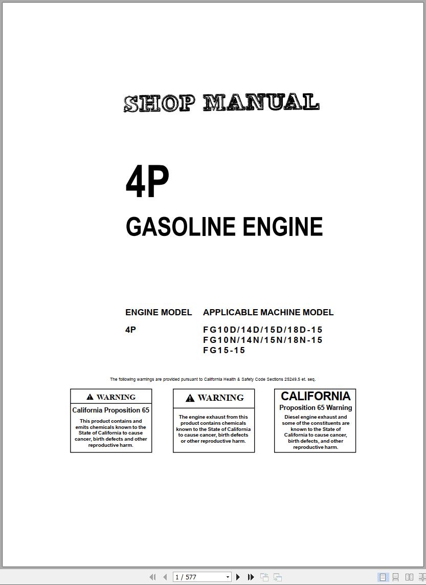 Komatsu Forklift 4P 5K Gasoline Engine Shop Manual