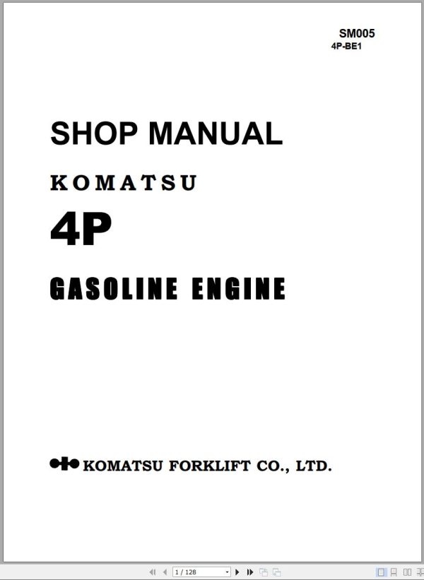 Komatsu Forklift 4P Gasoline Engine Shop Manual SM005