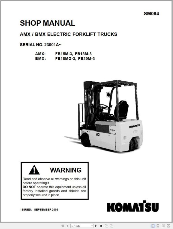 Komatsu Forklift AMX BMX Series Shop Manual SM094