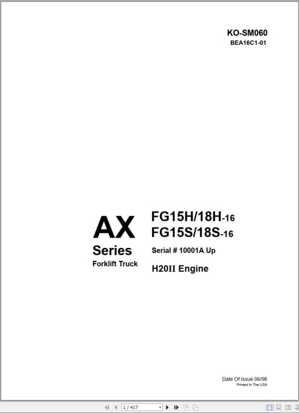 Komatsu Forklift AX Series Service Manual SM060