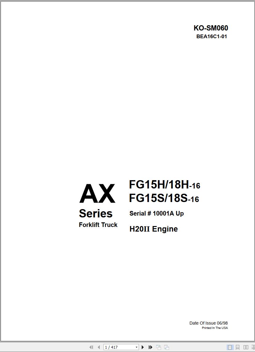 Komatsu Forklift AX Series Service Manual SM060