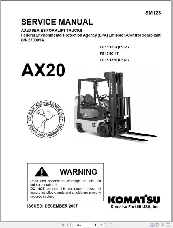 Komatsu Forklift AX20 Series Service Manual SM123