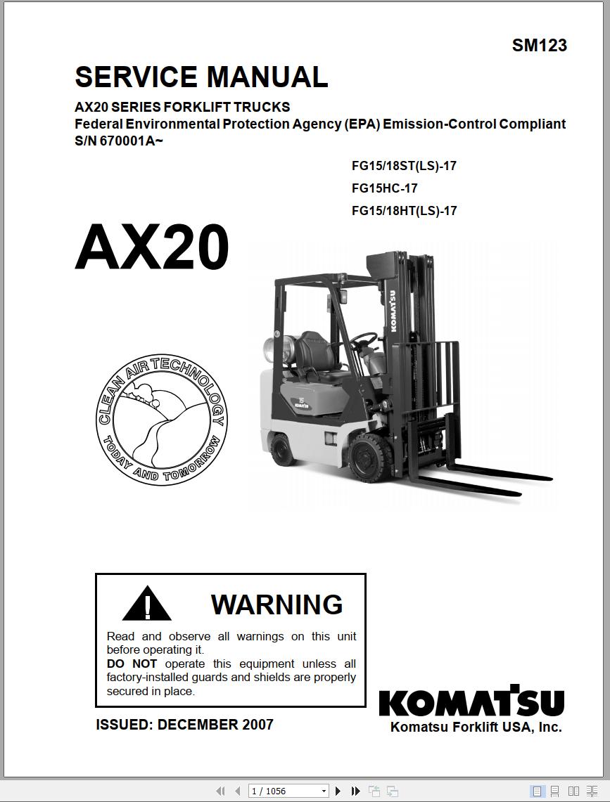 Komatsu Forklift AX20 Series Service Manual SM123
