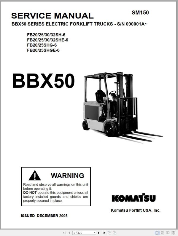 Komatsu Forklift BBX50 Series Service Manual SM150