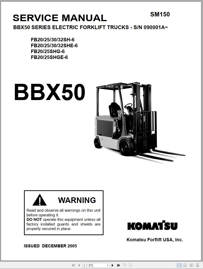 Komatsu Forklift BBX50 Series Service Manual SM150