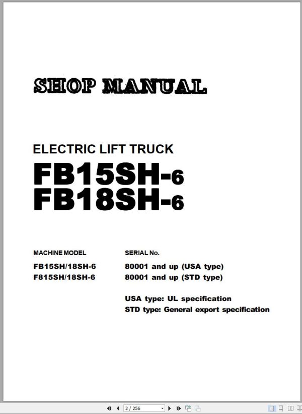 Komatsu Forklift FB15SH 6 FB18SH 6 Shop Manual