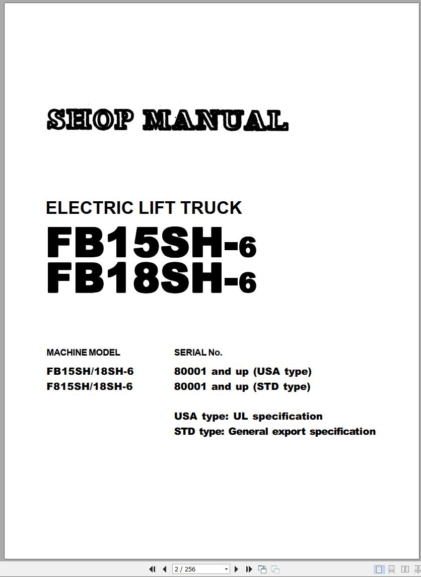 Komatsu Forklift FB15SH 6 FB18SH 6 Shop Manual