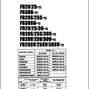 Komatsu Forklift FG20 11 to FG30SG 11 FD20 11 to FD30SV 11 Shop Manual
