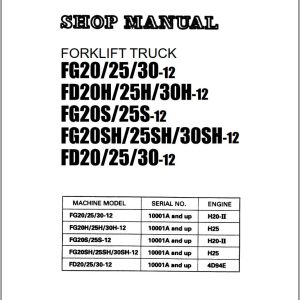 Komatsu Forklift FG20 12 to FG30SH 12 FD20 12 to FD30 12 Shop Manual SM050