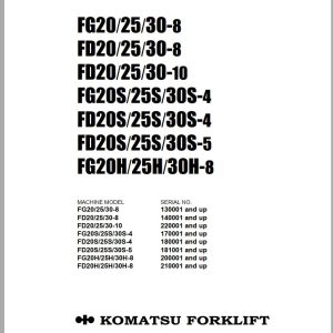 Komatsu Forklift FG20 8 to FG30H 8 FD20 8 to FD30 8 Shop Manual