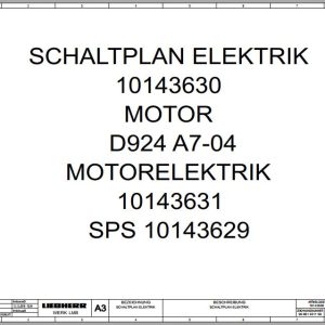 Liebherr Diesel Engine D924 A7 04 Electric Diagram 10143629 DE