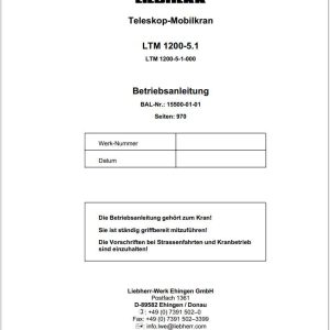 Liebherr LTM 1200 5.1 Z69503 Operating Manuals Circuit Diagrams EN DE 2