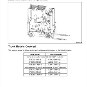 Mitsubishi Forklift 2FBC25 Service Manual