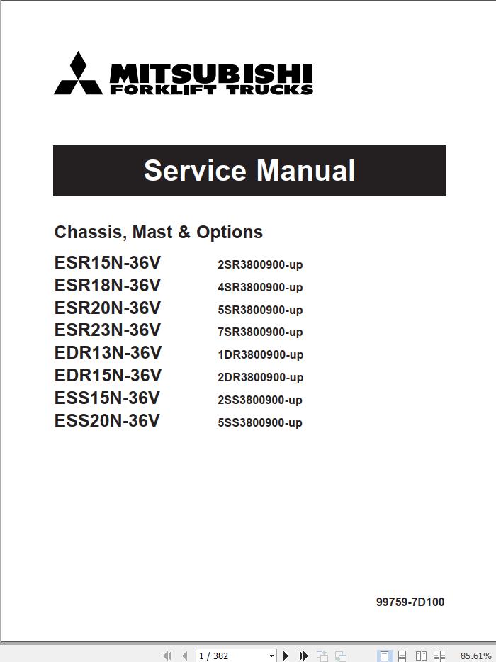 Mitsubishi Forklift ESR15N 36V to ESS20N 36V Service Manual