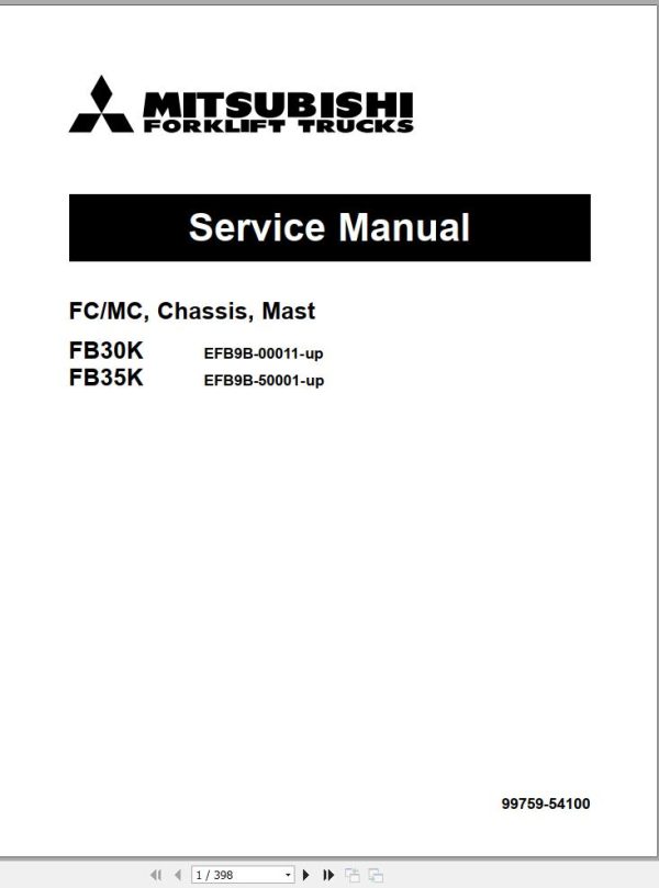 Mitsubishi Forklift FB30K FB35K Service Manual
