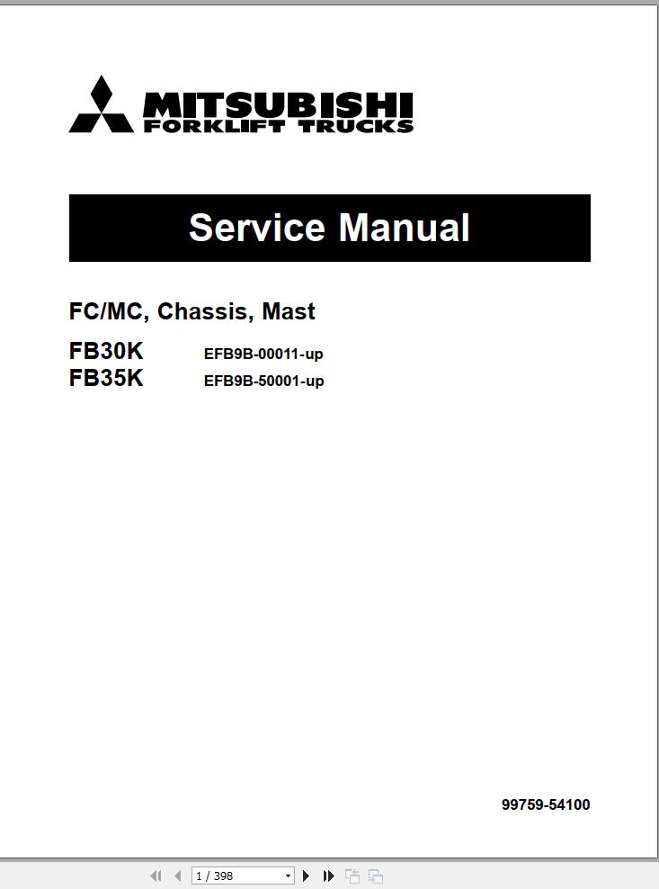 Mitsubishi Forklift FB30K FB35K Service Manual