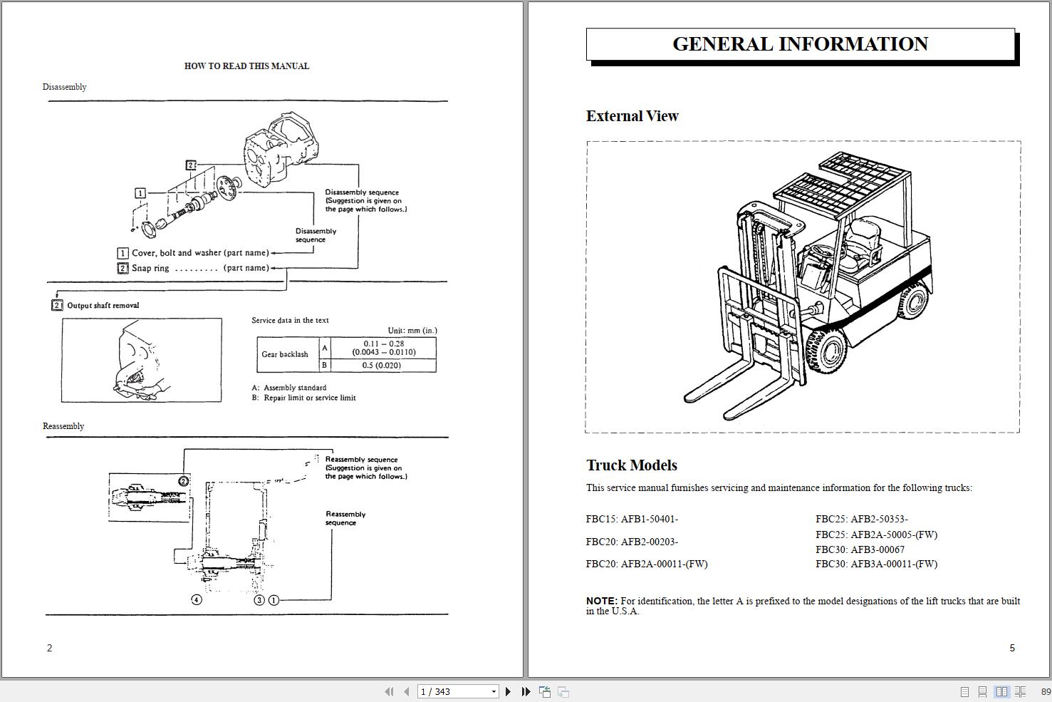 Mitsubishi Forklift FBC30 FBC35 Service Manual