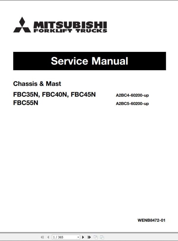 Mitsubishi Forklift FBC35N FBC40N FBC45N FBC55N Service Manual