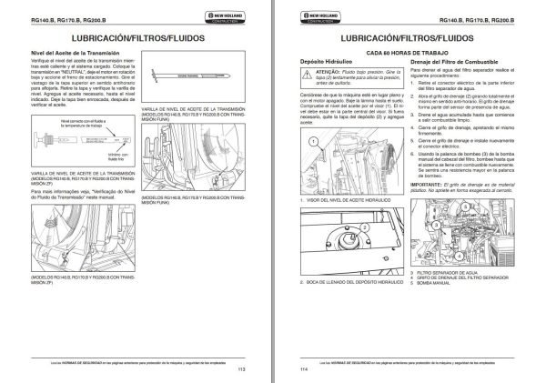 New Holland Grader RG140.B to RG200.B VHP Tier 3 Operator Manual ES 1
