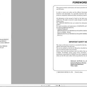 Nissan Forklift 1F1 1F2 Chassis Service Manual 2006