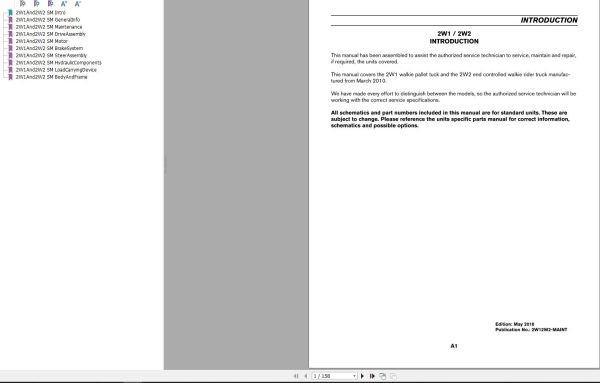 Nissan Forklift 2W1 2W2 Service Manual 2W12W2 MAINT 2010