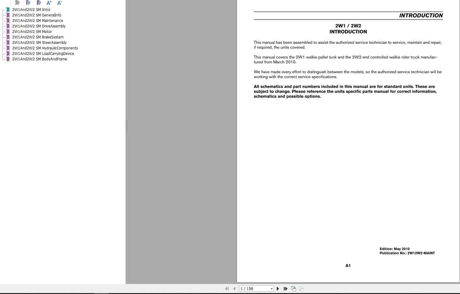 Nissan Forklift 2W1 2W2 Service Manual 2W12W2 MAINT 2010