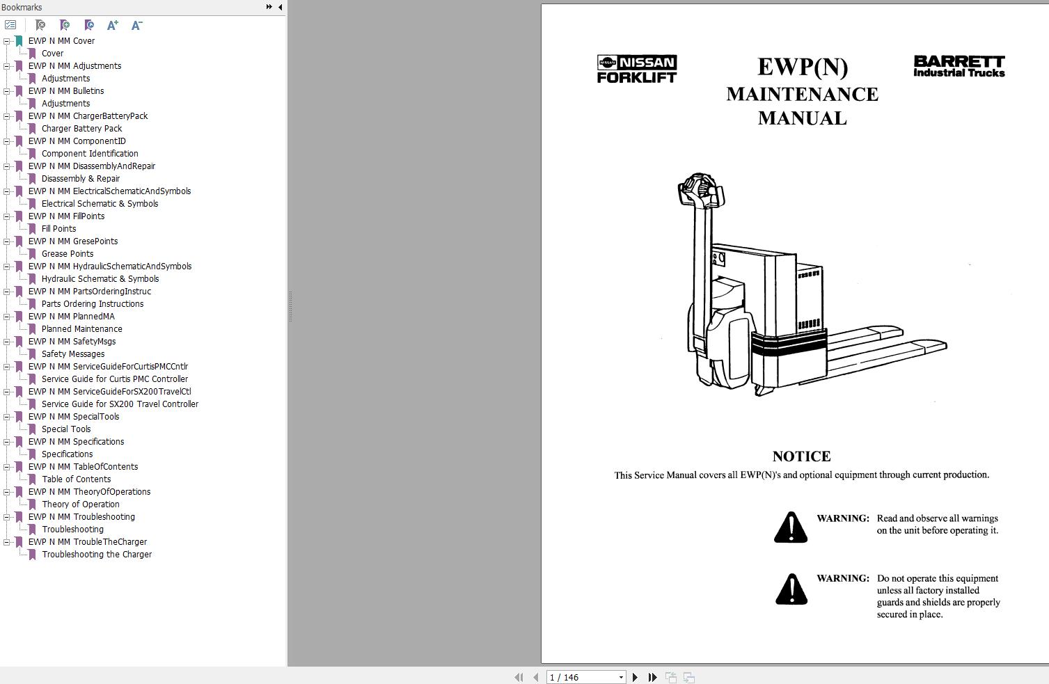 Nissan Forklift EWP N Maintenance Manual