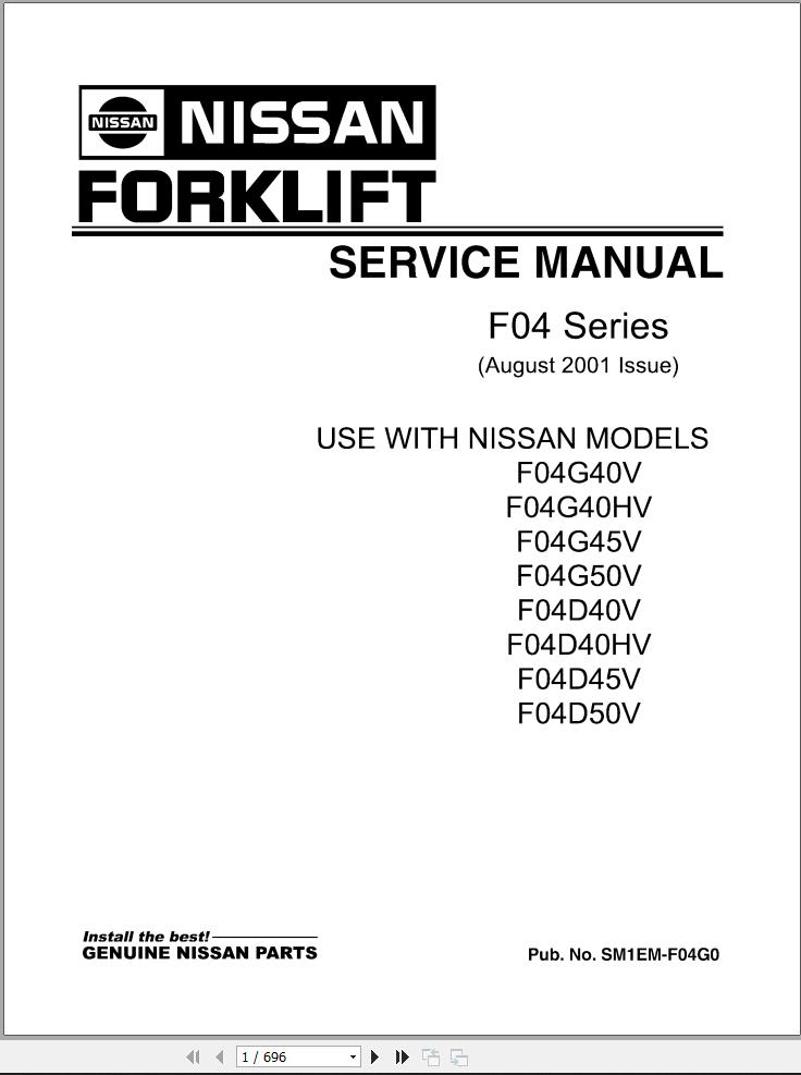 Nissan Forklift F04G Service Manual SM1EM F04G0 2001