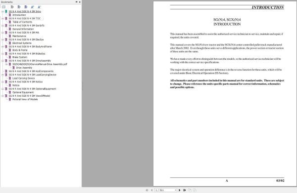 Nissan Forklift SGN4 SGXN4 Introduction Manual