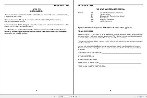 Nissan Forklift WC WS Introduction Manual