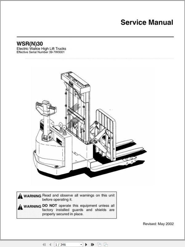 Nissan Forklift WSRN30 Service Manual 2002