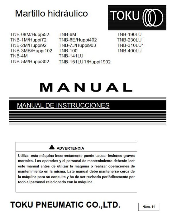 Takeuchi Accessory HUPPI Series Parts Manual