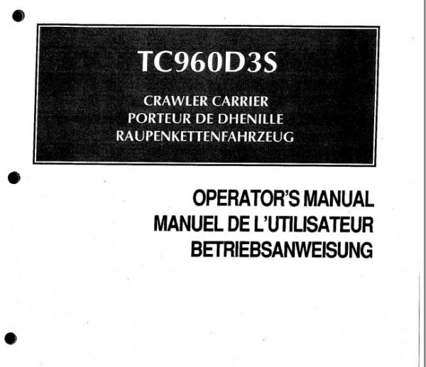 Takeuchi Dumper TC960D Operators Parts Manual