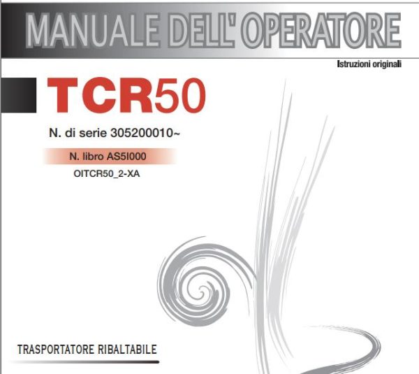 Takeuchi Dumper TCR50 Operators Parts Maintenance Manual IT EN