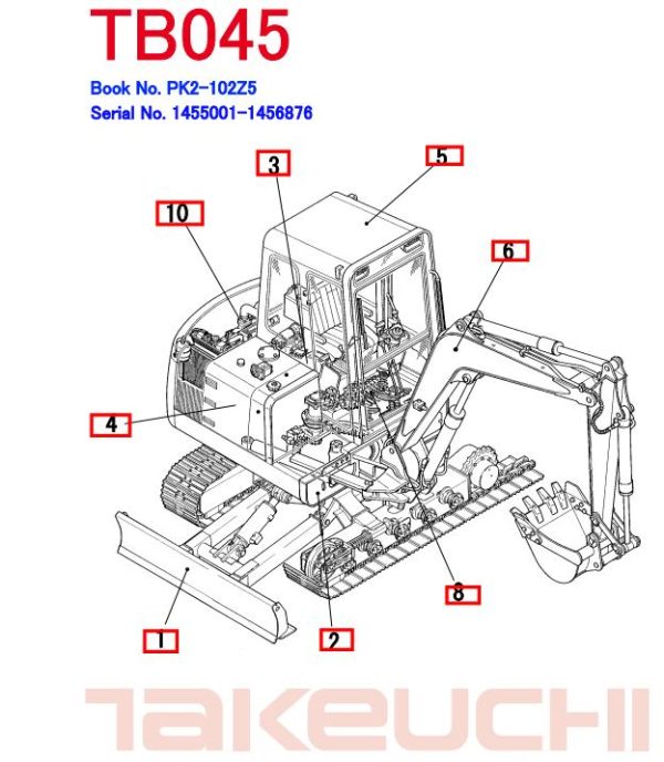 Takeuchi Excavator TB045 Workshop Parts Operators Manual 2