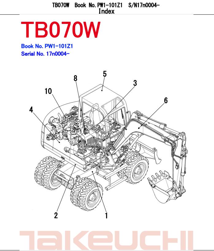 Takeuchi Excavator TB070W Operators Parts Manual DE EN 1
